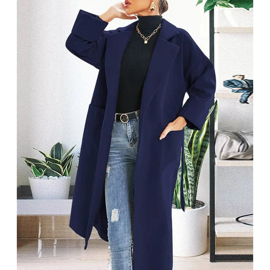 DAMOCHIC New British Style Ladies Long Woolen Coat Fall Winter Elegant Casual Outwear with Belt Wool Blends Women Trench Coats