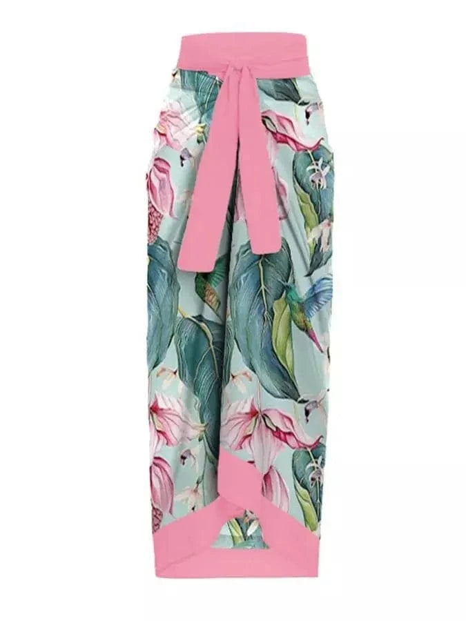 DAMOCHIC One-piece Swimsuit wrap skirt Summer print slim retro beach wrap skirt 1 piece bandage swimwear and wrap skirt 2023