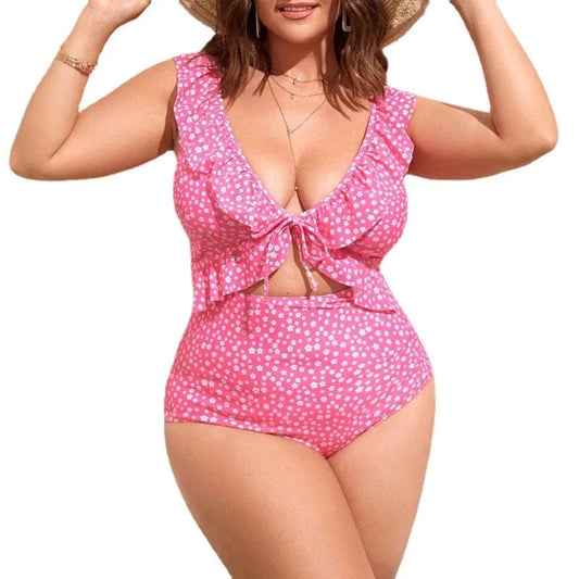 DAMOCHIC Plus Size One-piece Swimsuit Summer Deep V backless Bathing Suit Dot printing hollow out Bikini for ladies 2023