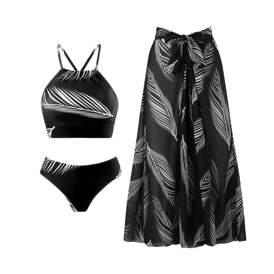 DAMOCHIC Push Up Bikini Sexy High Waist Bathing Suit Chiffon Swim Skirt Swimwear Beachwear Sexy Casual Three Piece Swimsuit 2024