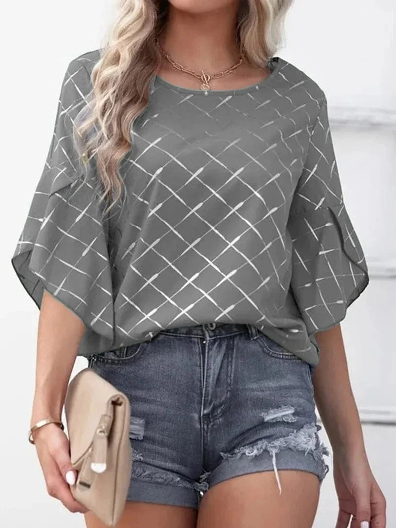DAMOCHIC Short sleeve blouse round neck Clothes Summer Loose and casual tops lotus leaf sleeve tops women Blouses 2023