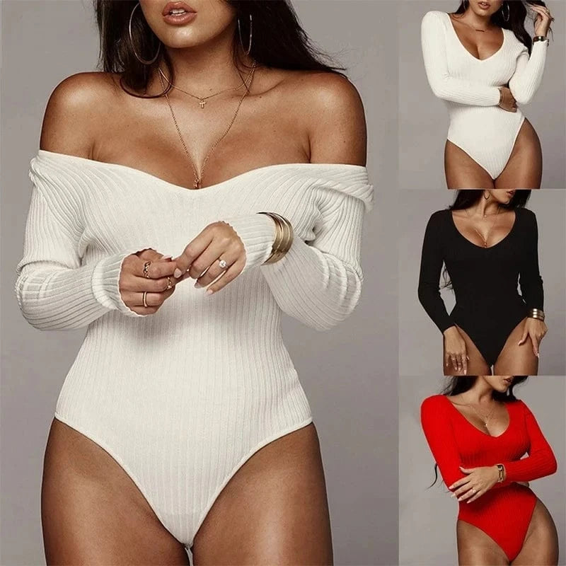 DAMOCHIC Spring Sculpting Thong Bodysuit High Cut Womens Solid Color Playsuit Long Sleeve Ribbed Basic Slim Fit Bodysuit 2023