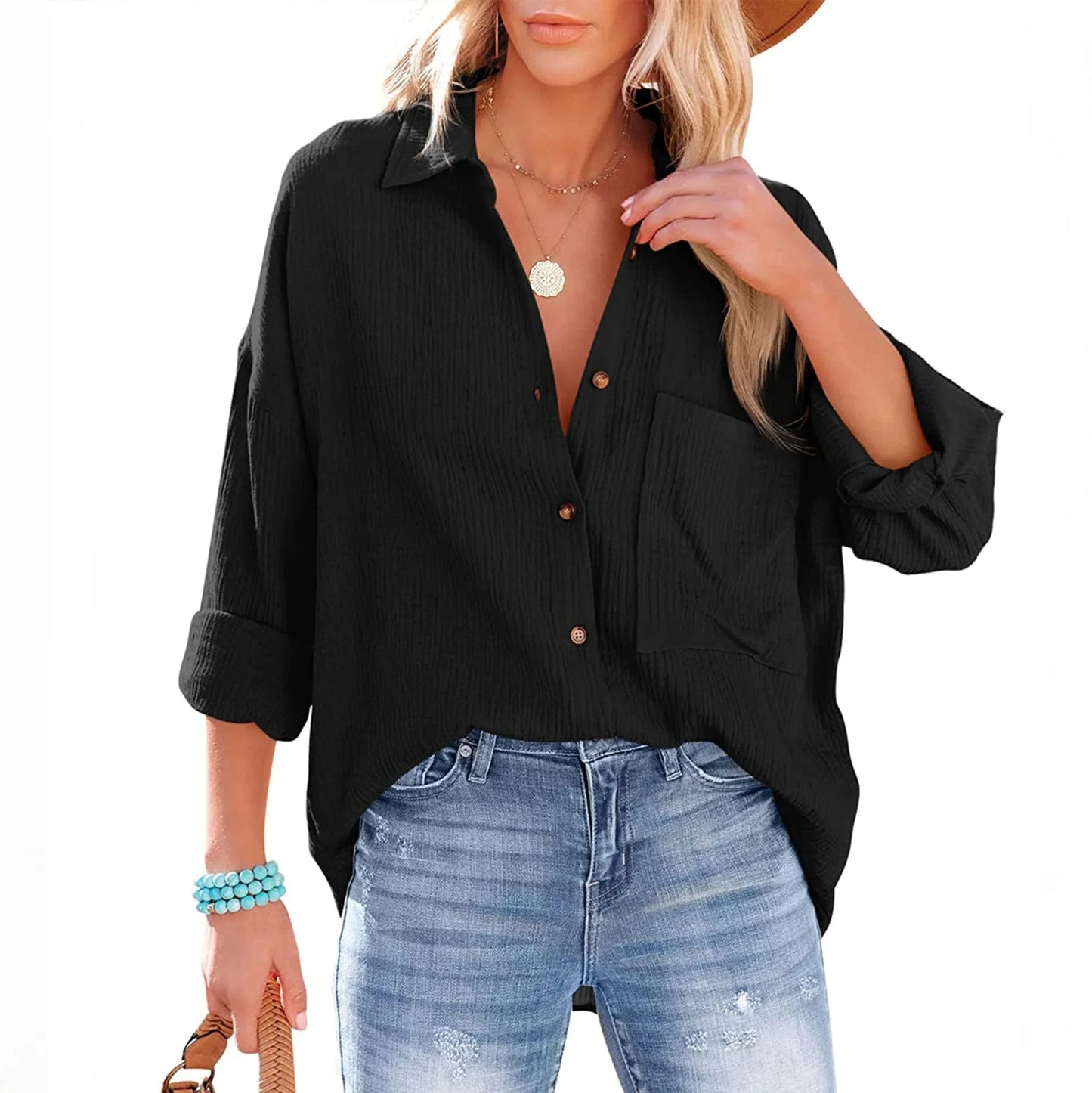 DAMOCHIC Spring Summer Blouse for Women Lady Casual 2023 Long Sleeve Blouses et chemises pour femmes Shirts Tops Fashion Blouses