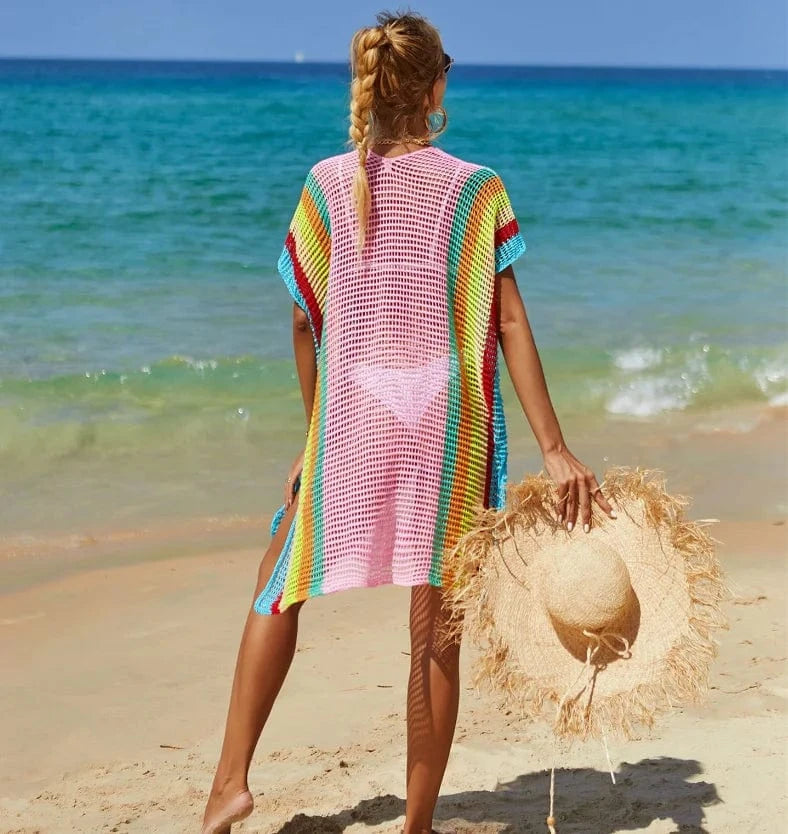 DAMOCHIC Swimsuit  cover up dresses Summer Hollow out Split  beach cover ups V-Neck Bathing Suit cover up for ladies 2023