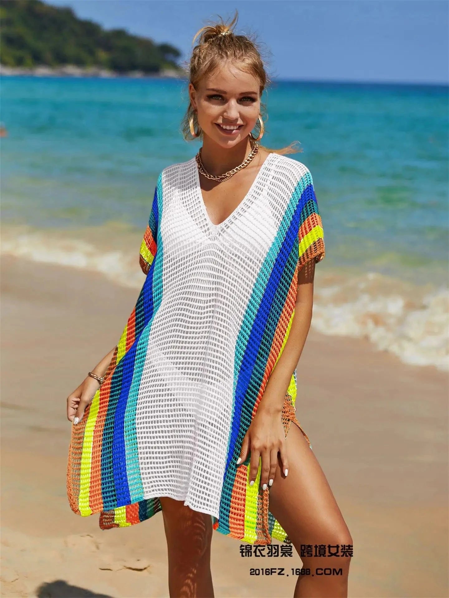 DAMOCHIC Swimsuit  cover up dresses Summer Hollow out Split  beach cover ups V-Neck Bathing Suit cover up for ladies 2023