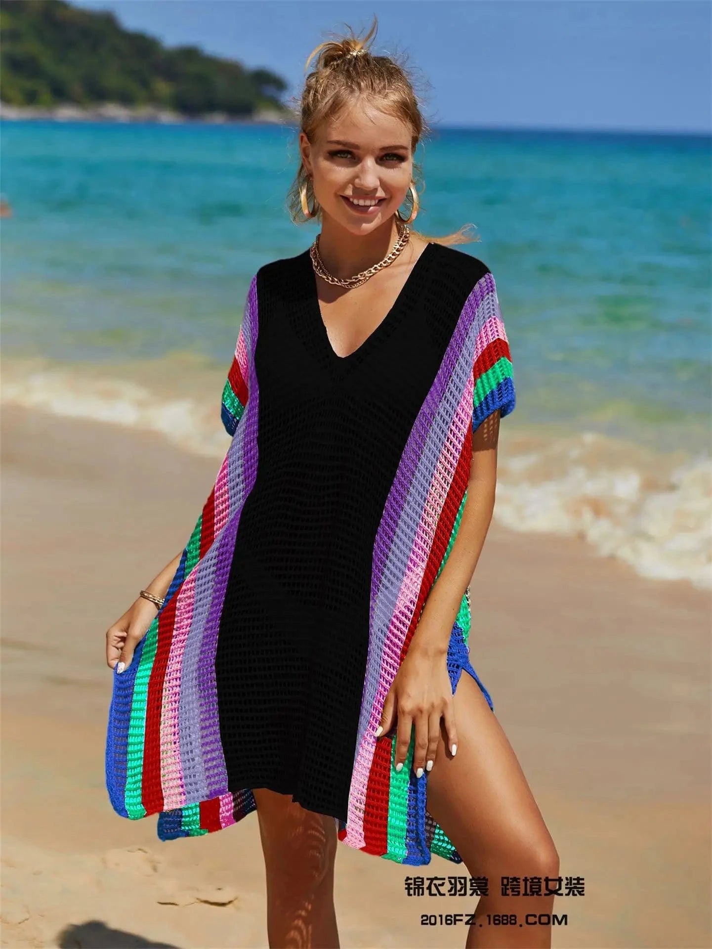 DAMOCHIC Swimsuit  cover up dresses Summer Hollow out Split  beach cover ups V-Neck Bathing Suit cover up for ladies 2023