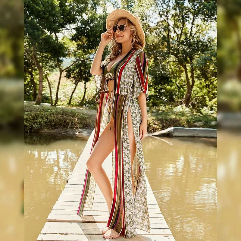 DAMOCHIC Wholesale Beach cover ups for women Summer Robe style Swimwear cover up printing Bathing Suit Long swim cover up 2023