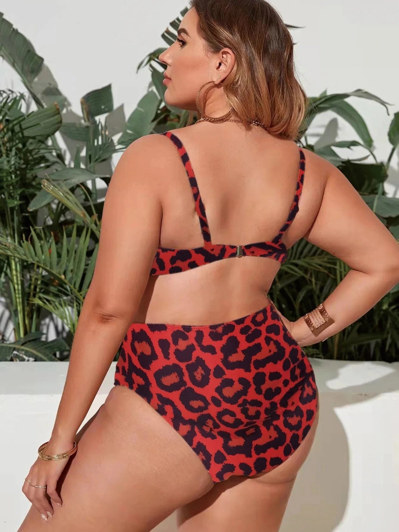 DAMOCHIC Wholesale Large Size Swimsuit for women Summer Leopard print Bow Bikini High-Waisted V-neck Bathing Suit 2023