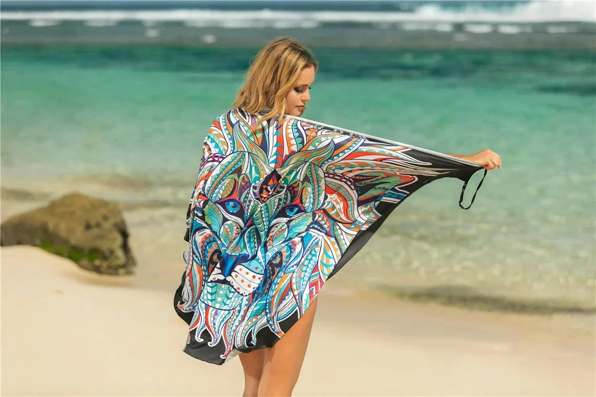 DAMOCHIC Wholesale Swimsuit Cover Up for Women Summer Printing Beach Dress Wrap Skirt Bathing Suit Bikini Beach Cover Up 2023