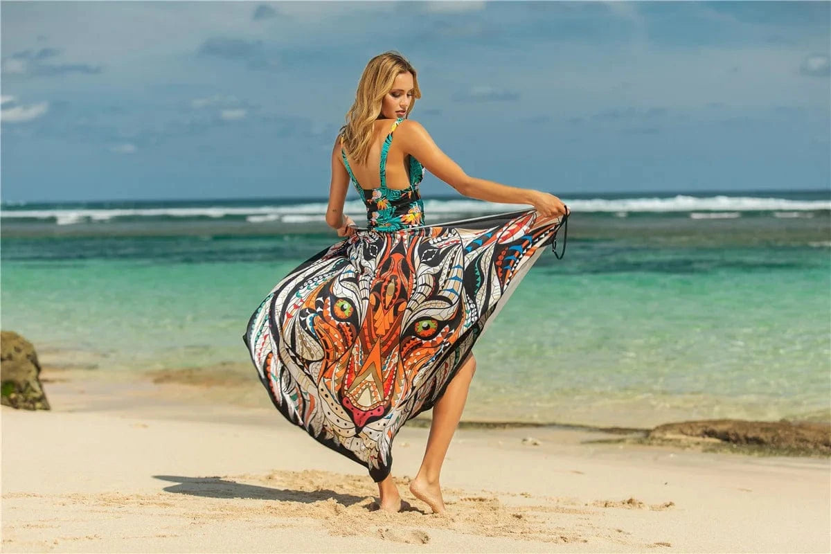 DAMOCHIC Wholesale Swimsuit Cover Up for Women Summer Printing Beach Dress Wrap Skirt Bathing Suit Bikini Beach Cover Up 2023