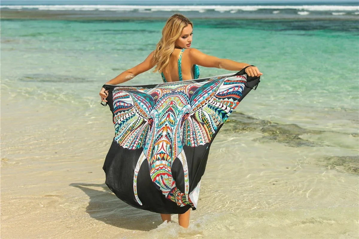 DAMOCHIC Wholesale Swimsuit Cover Up for Women Summer Printing Beach Dress Wrap Skirt Bathing Suit Bikini Beach Cover Up 2023