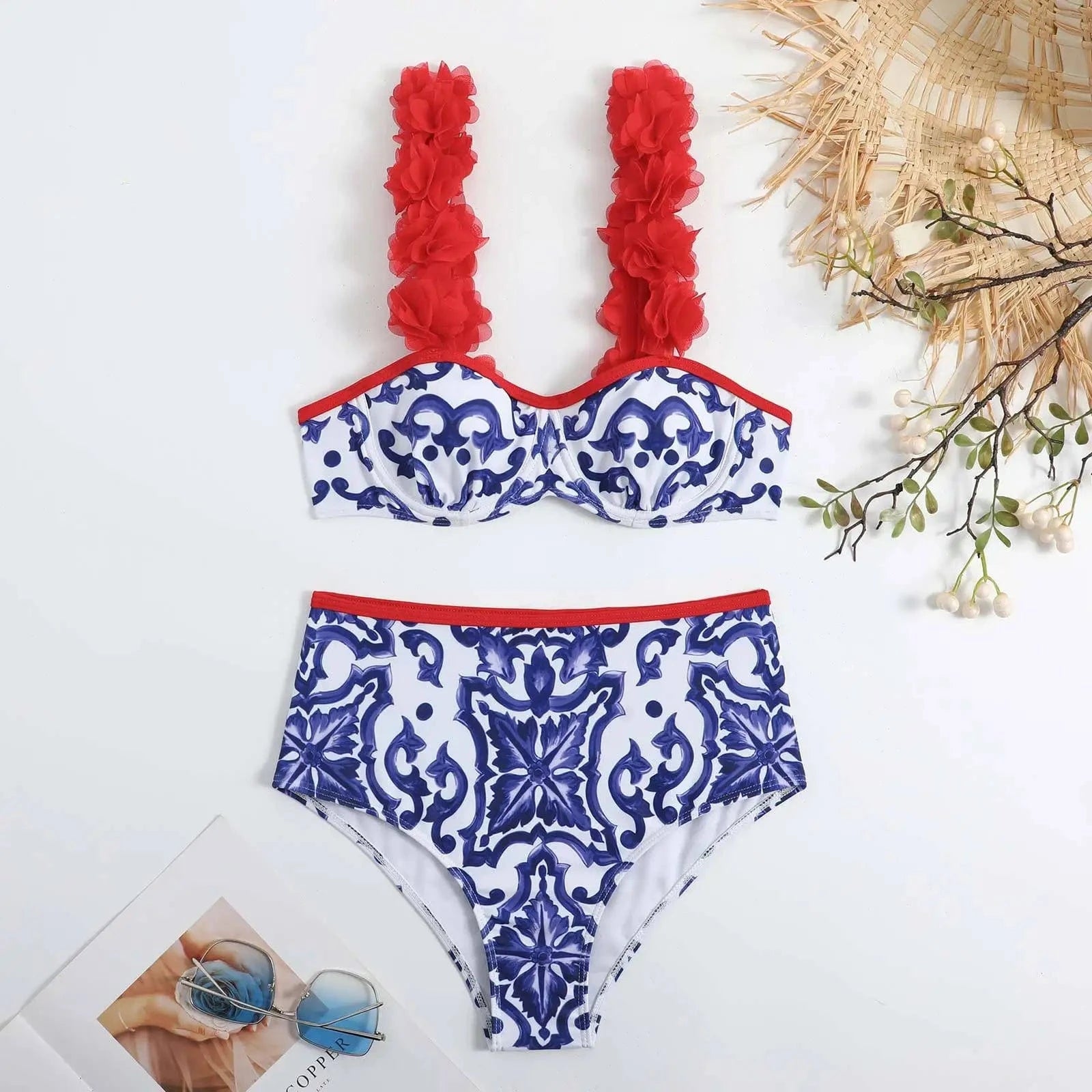 DAMOCHIC Wholesale Swimsuit for Women 3Pcs Beachwear Designer Swimwear Luxury Bikini Set with Bathing Suit Beach Cover Up 2023