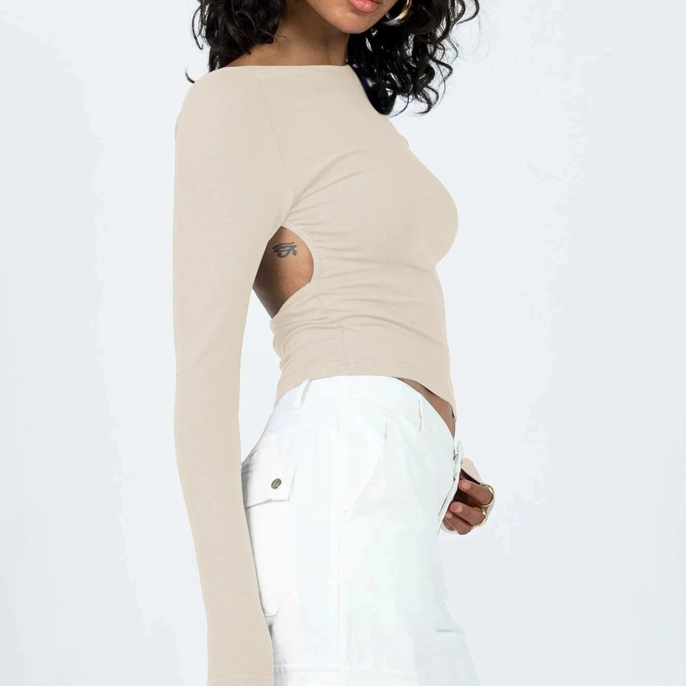 DAMOCHIC Women Open Back Basic T-Shirt Sexy Long Sleeve Ladies Shirt Tops Backless Solid Color Slim Fit Custom Y2K T-Shirts 2023