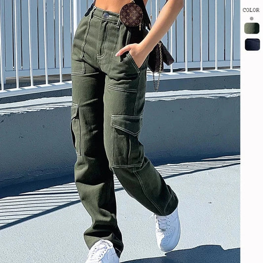 DAMOCHIC Women's Clothing Cargo Pants Mujer Winter Casual Long Cargo Trousers Multi Pockets Fall Cargo Pants Women High Quality