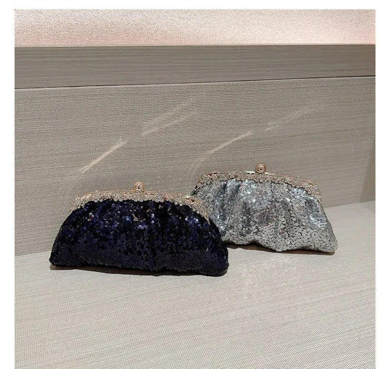 Dark Blue Clutch Bag Women Bling Sequin Purses and Handbag Diamonds Women's Wallet Chain Shoulder Female Party Clutch Z246