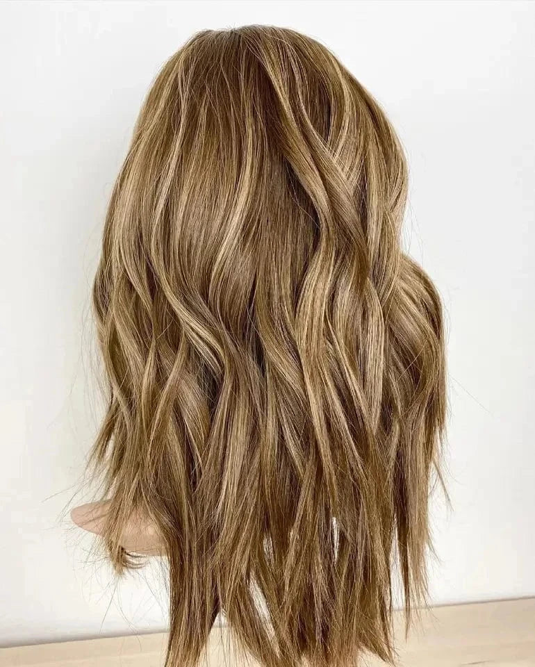 Dark Color European Human Hair Lace Front Wig Natural Wave Highlight Color Glueless Wigs Human Hair