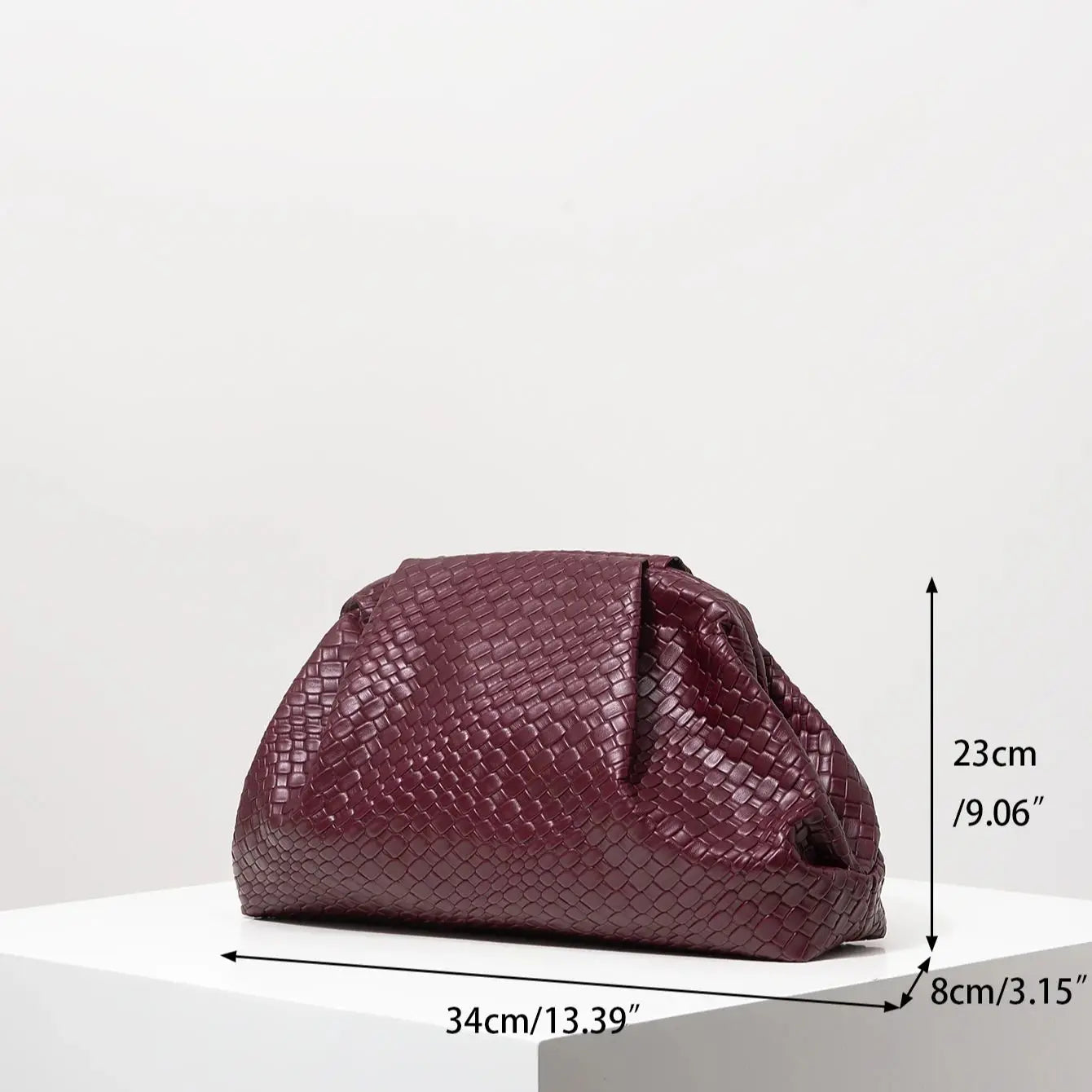 Dark Red Vintage Artificial Leather Woven Pattern Clutch Bag，Burgundy Bag，Porm Dresses for Women，Large Capacity Women Purse
