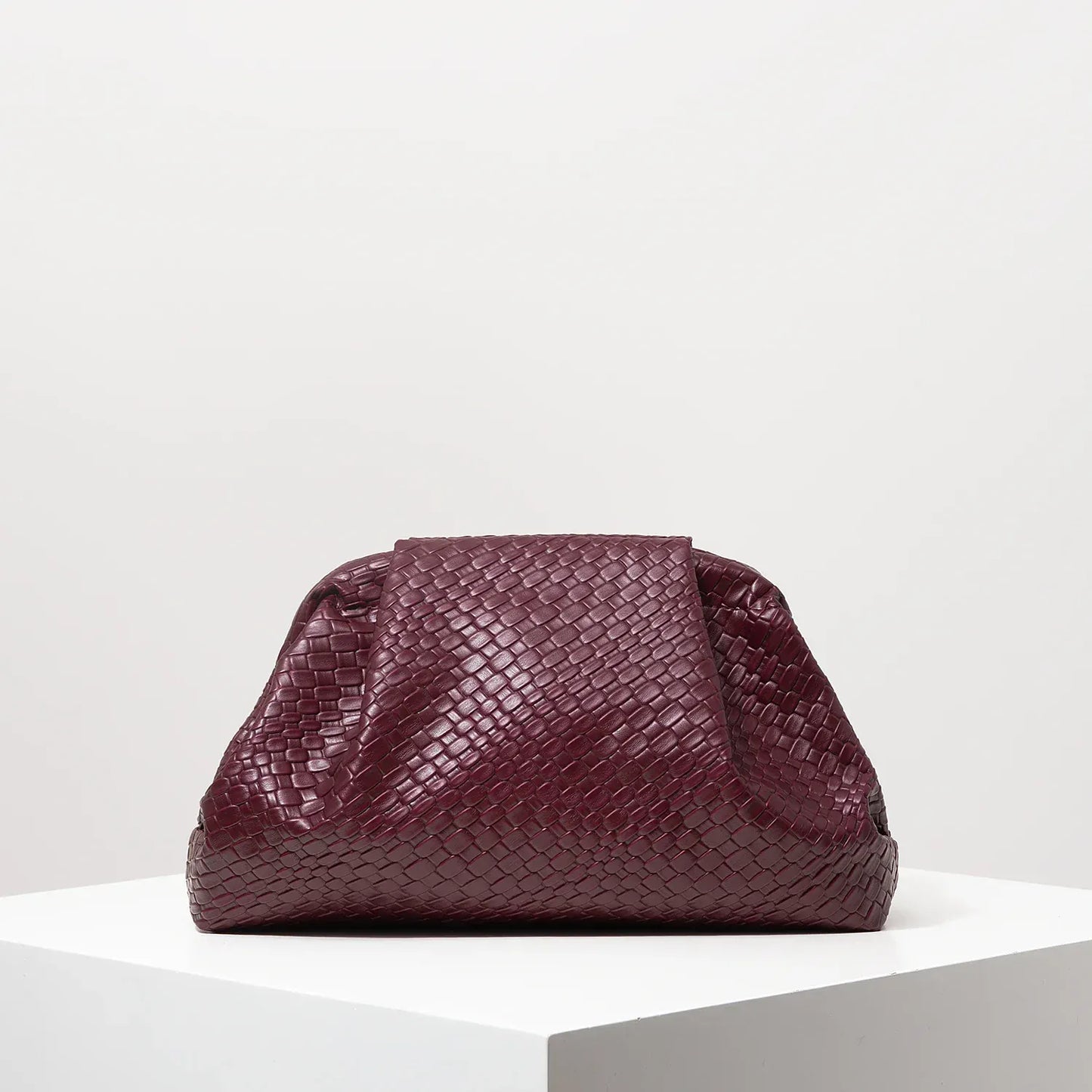 Dark Red Vintage Artificial Leather Woven Pattern Clutch Bag，Burgundy Bag，Porm Dresses for Women，Large Capacity Women Purse