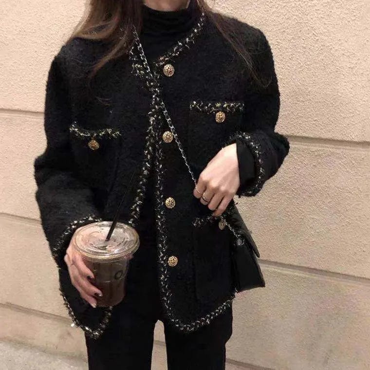 Dating Casual New Style Elegant Ladies Outfits Women Clothing Comfortable Noble Classic Tweed Jacket Coat