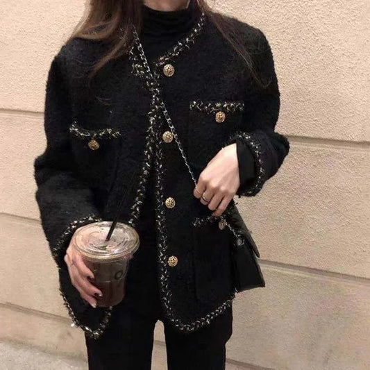Dating Casual New Style Elegant Ladies Outfits Women Clothing Comfortable Noble Classic Tweed Jacket Coat