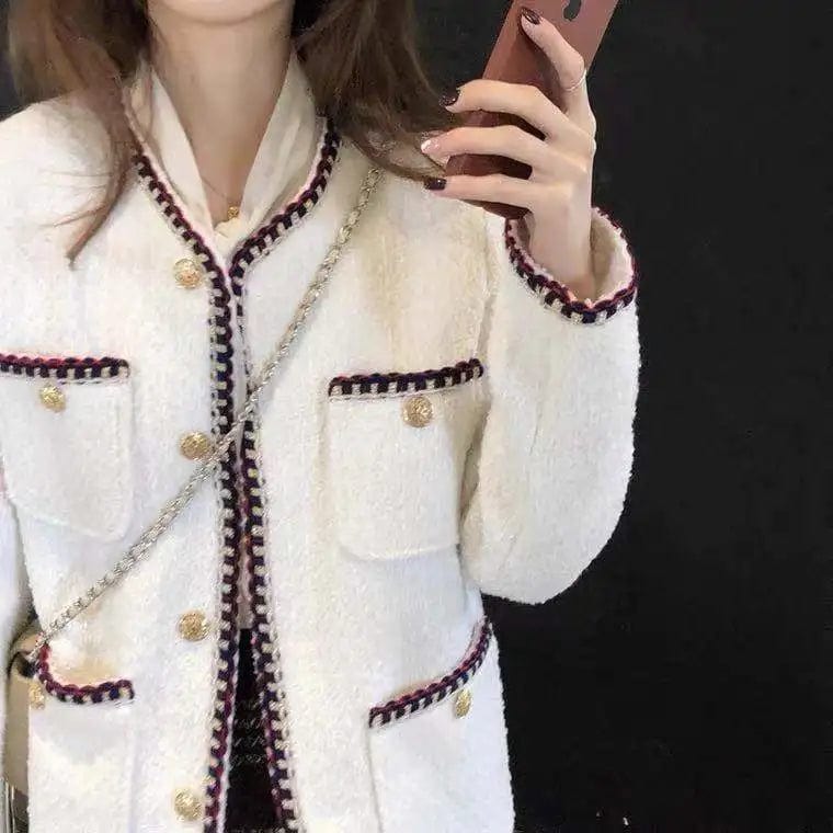 Dating Casual New Style Elegant Ladies Outfits Women Clothing Comfortable Noble Classic Tweed Jacket Coat