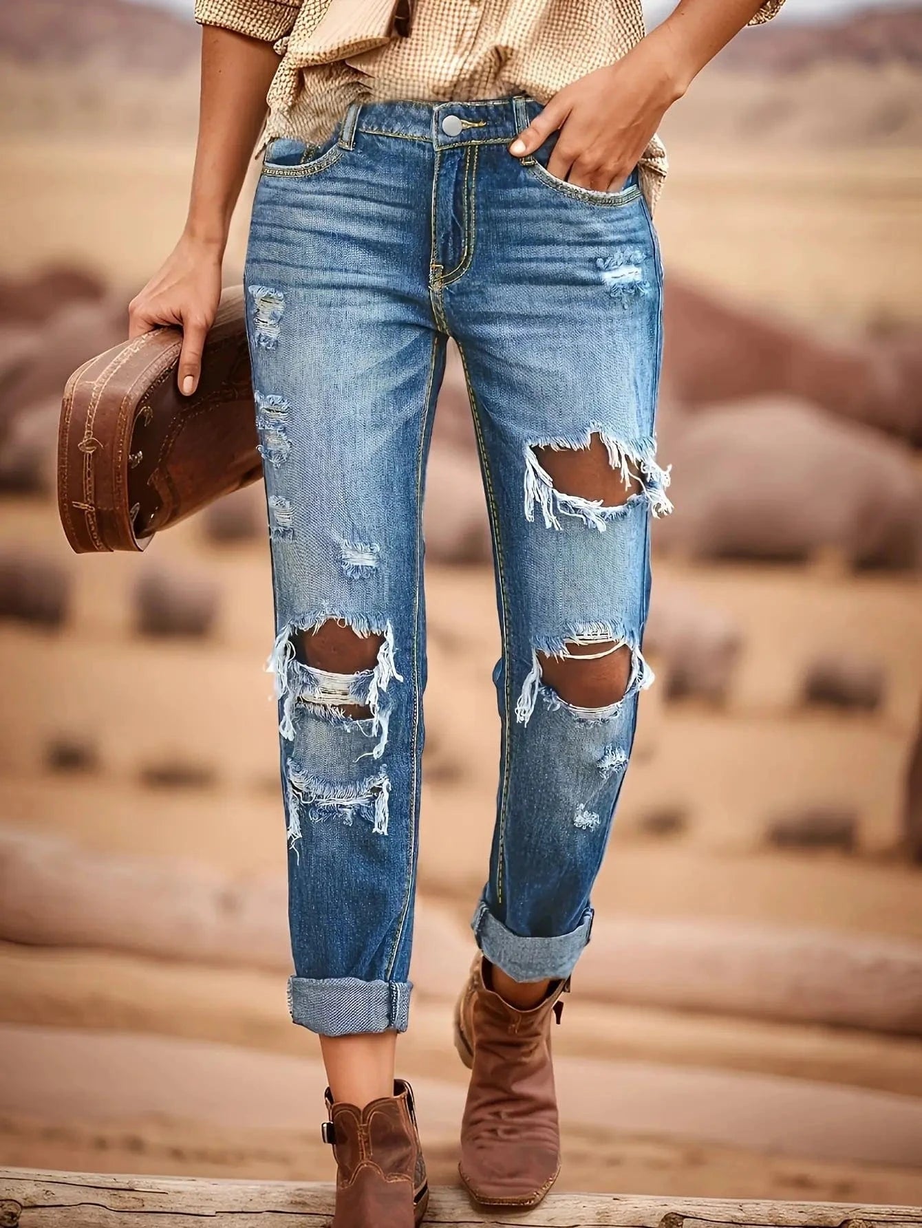 DE0125RV Fashion Hollow Out High Waist  Denim Bodycon Jeans Sehe Fashion