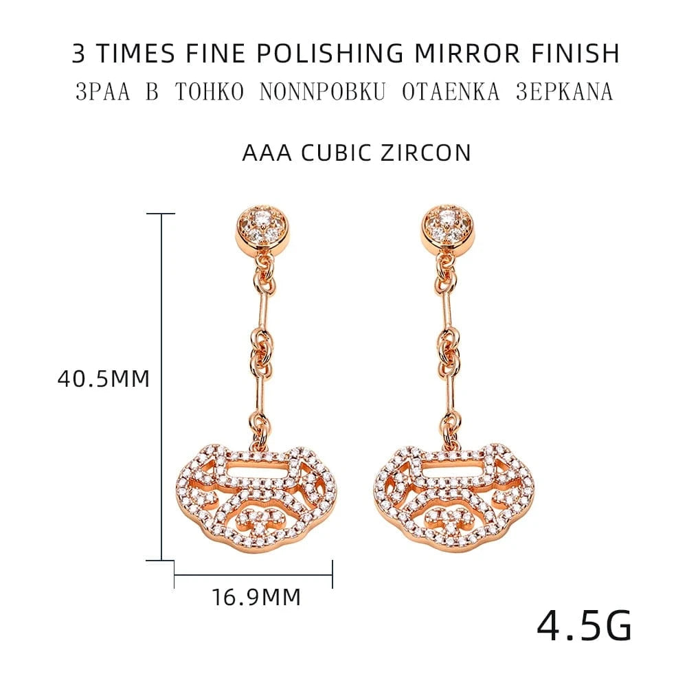 Decorative Pattern / Ear Studs High Grade 18K Electroplating Long Chain Rhodium Pendant Necklace Earring Set Wholesale Vintage Jewelry In 2023