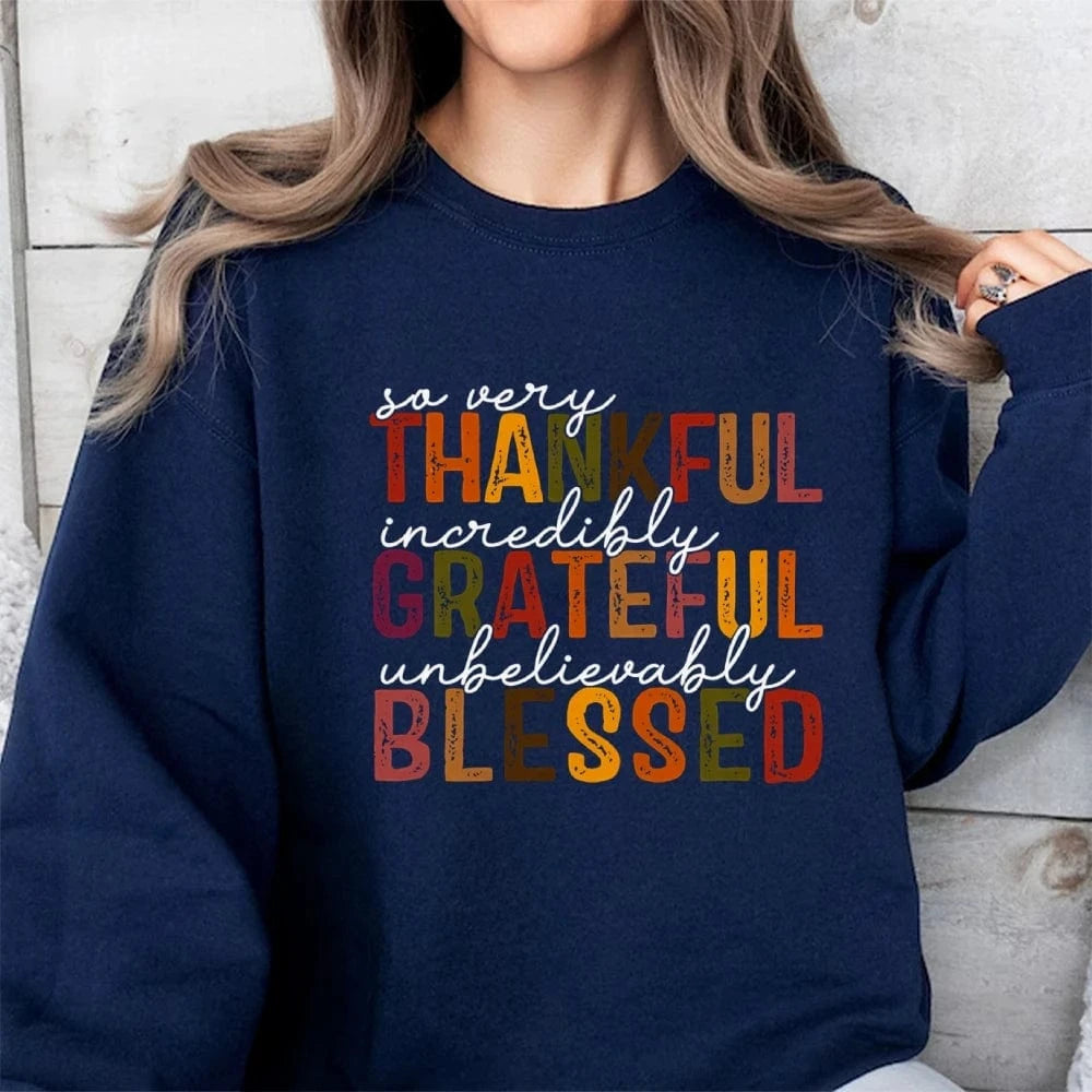 DEEP BLUE / S Simple Letter Print Sweatshirt Crew Neck Jumper Unisex Street Casual Wear Long Sleeve Warm Autumn Top New 2024 Fashion