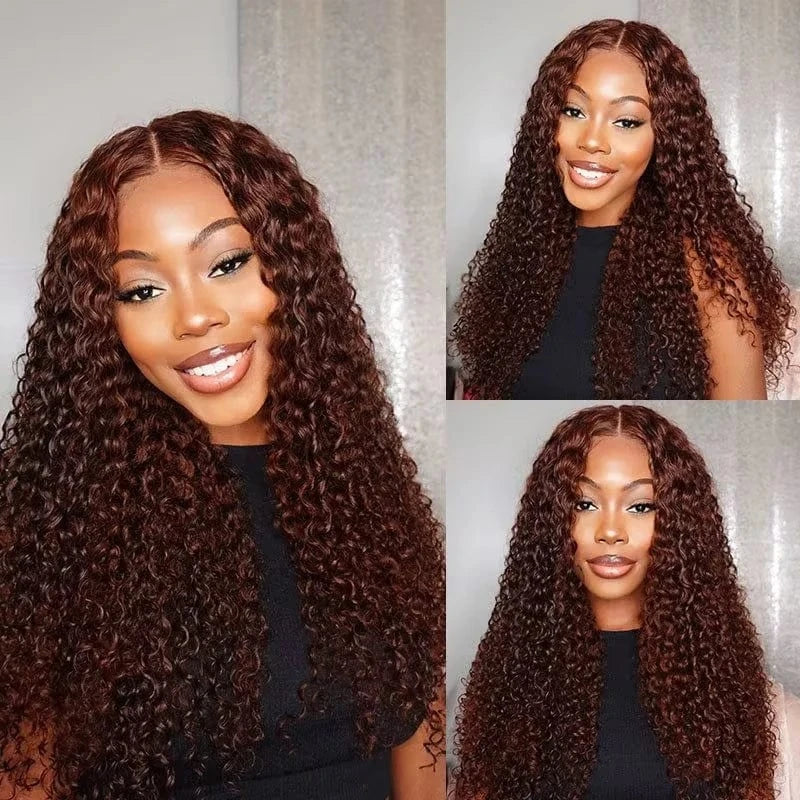 Deep Curly Wigs Human Hair Chocolate Brown 13x4 13x6 Hd Lace Frontal Wig Colored Water Wave Lace Front Wig for Women 30 36 Inch