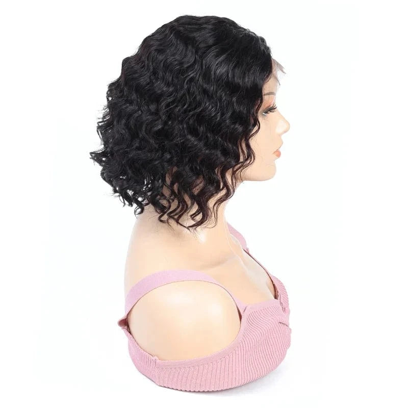 Deep Wave 13*4 Bob Wig / 8 Inches Wig Vendors Quality Original Brazilian Perruque Short Bob 100% Virgin Human Hair Lace Front Wigs for Black Woman