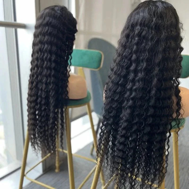 Deep wave / 8 Inches 13x6 Body Wave Lace Front Wigs Pre Plucked 180% Density Transparent Lace Frontal Wig Human Hair for Black Women With Baby Hair