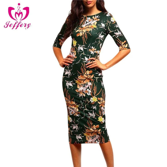 default Sexy girl burst in the long section of the back with a green printed fork dress C017