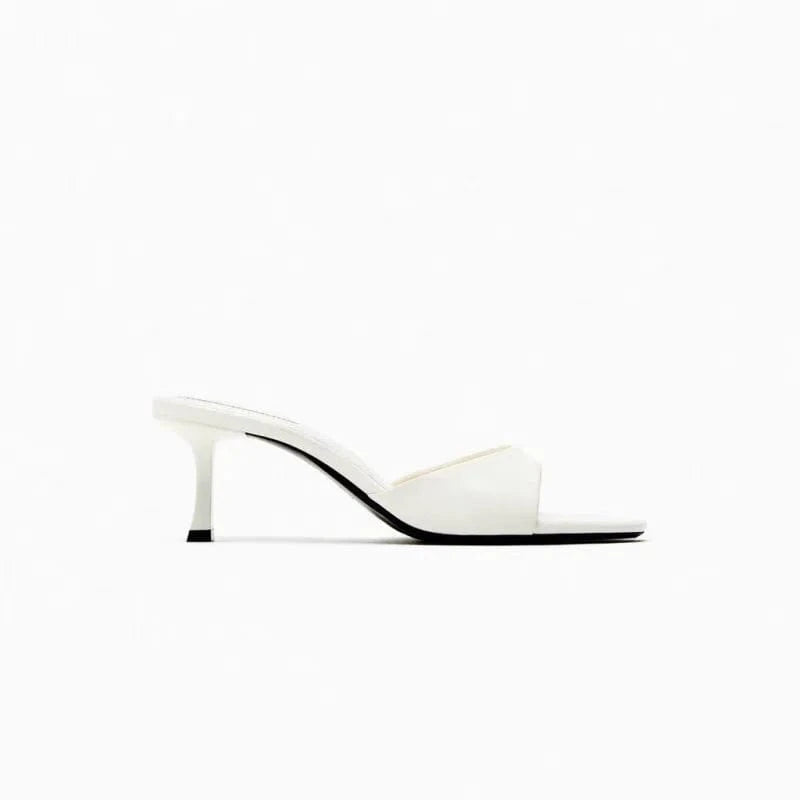 Deleventh Shoes Fashion New Big Size Solid Color Sexy Sandals Women's Open Toe High Footwear Ladies PU Materiel Shoes Heels