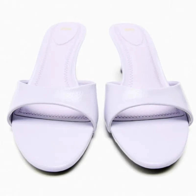 Deleventh Shoes Fashion New Big Size Solid Color Sexy Sandals Women's Open Toe High Footwear Ladies PU Materiel Shoes Heels