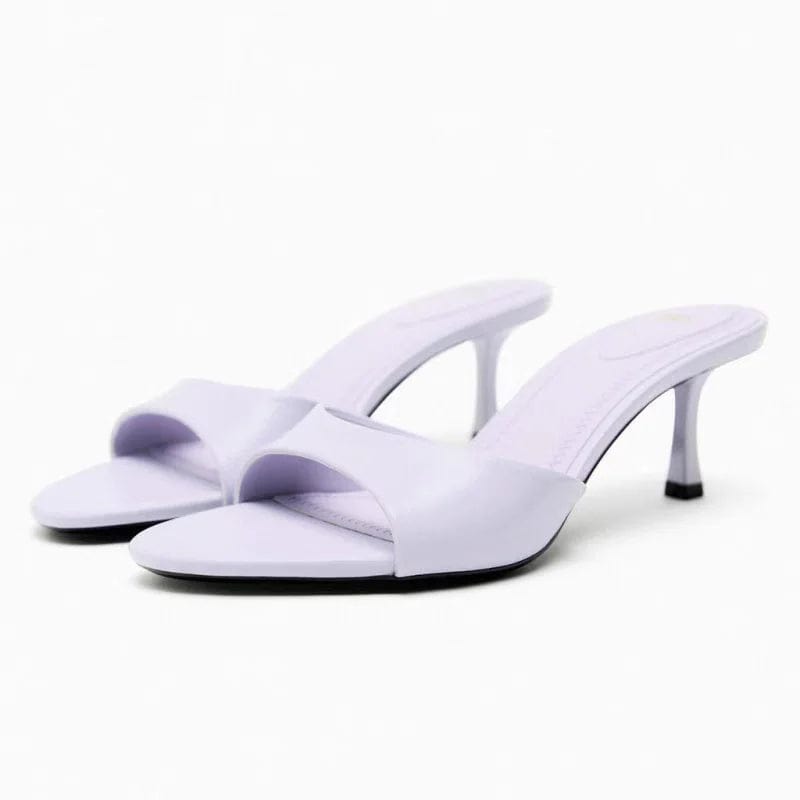 Deleventh Shoes Fashion New Big Size Solid Color Sexy Sandals Women's Open Toe High Footwear Ladies PU Materiel Shoes Heels