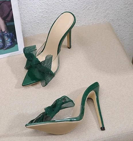 DEleventh Shoes Sexy High Heel Fashion Bow Tie Pumps Summer Slippers Wedding Shoes Thin High Heels