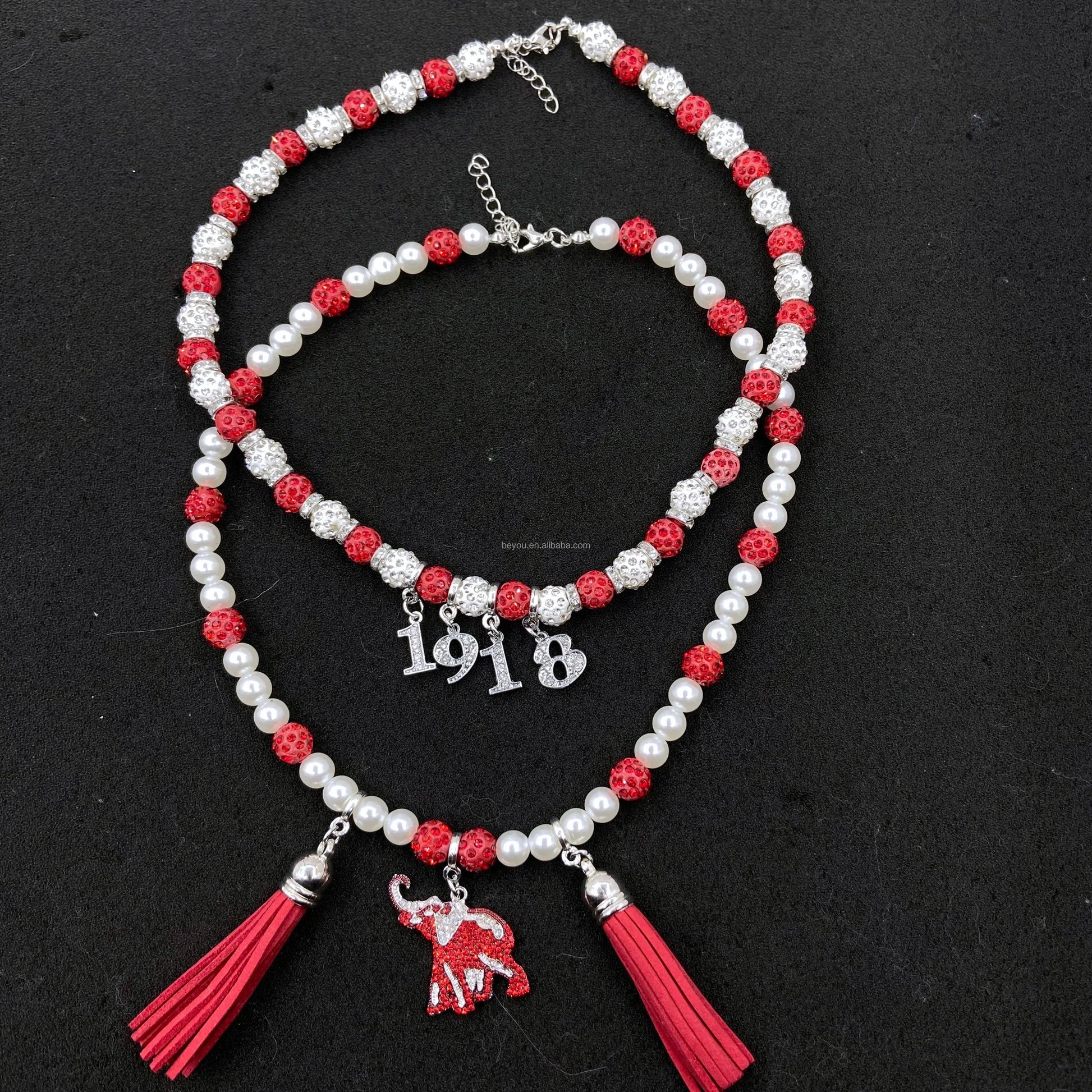 Delta DST Elephant Charm Tassel Necklace Jewelry