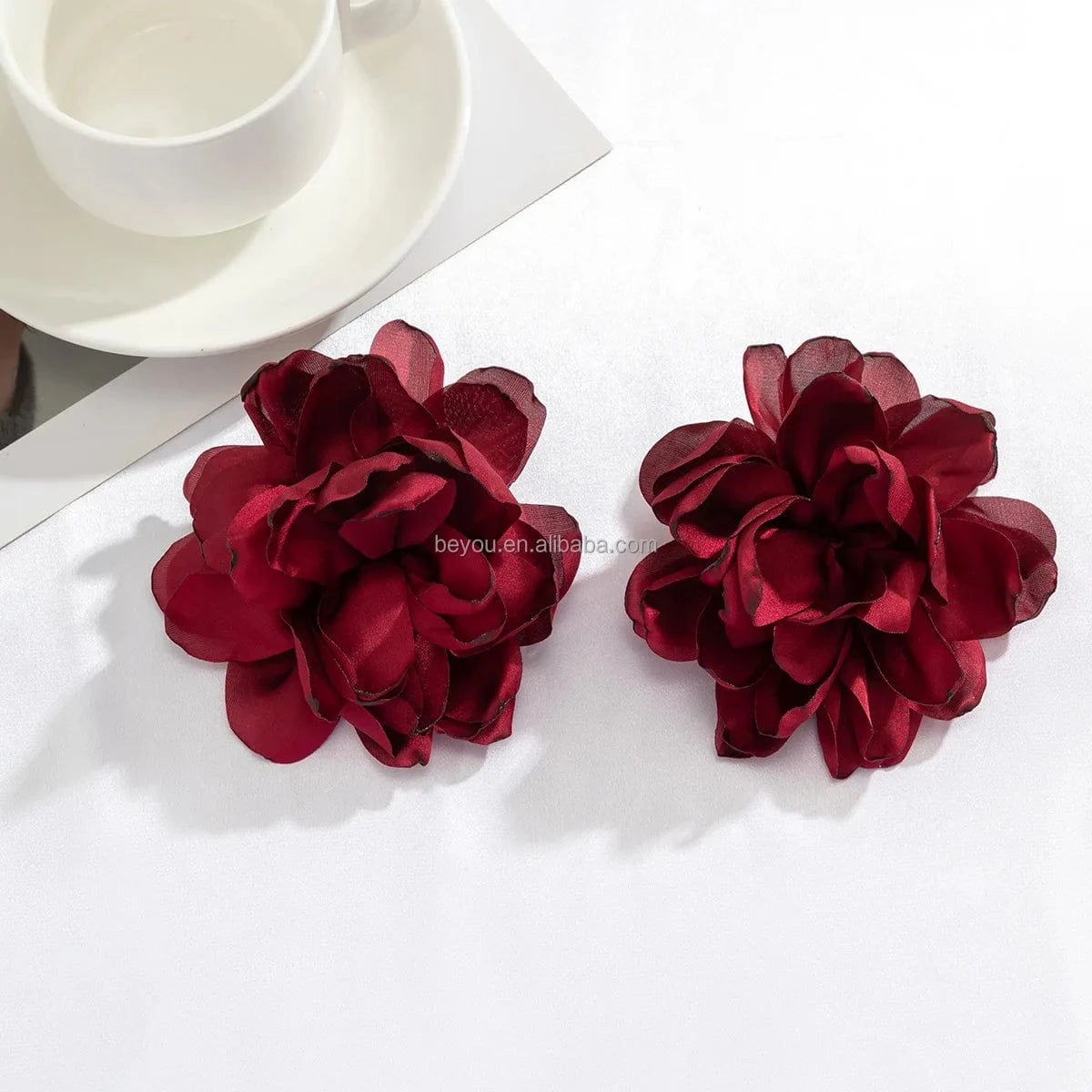 Delta Inspiration Red Black Purple White Simple Flower Fabric Ear Stud Fashion Pierce Wedding Holiday Party Earring Jewelry Gift