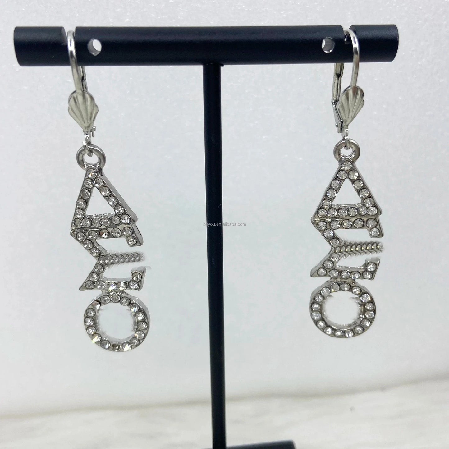 DELTA SIGMA THETA CUSHION SHAPE DST EARRINGS with Rhinestone