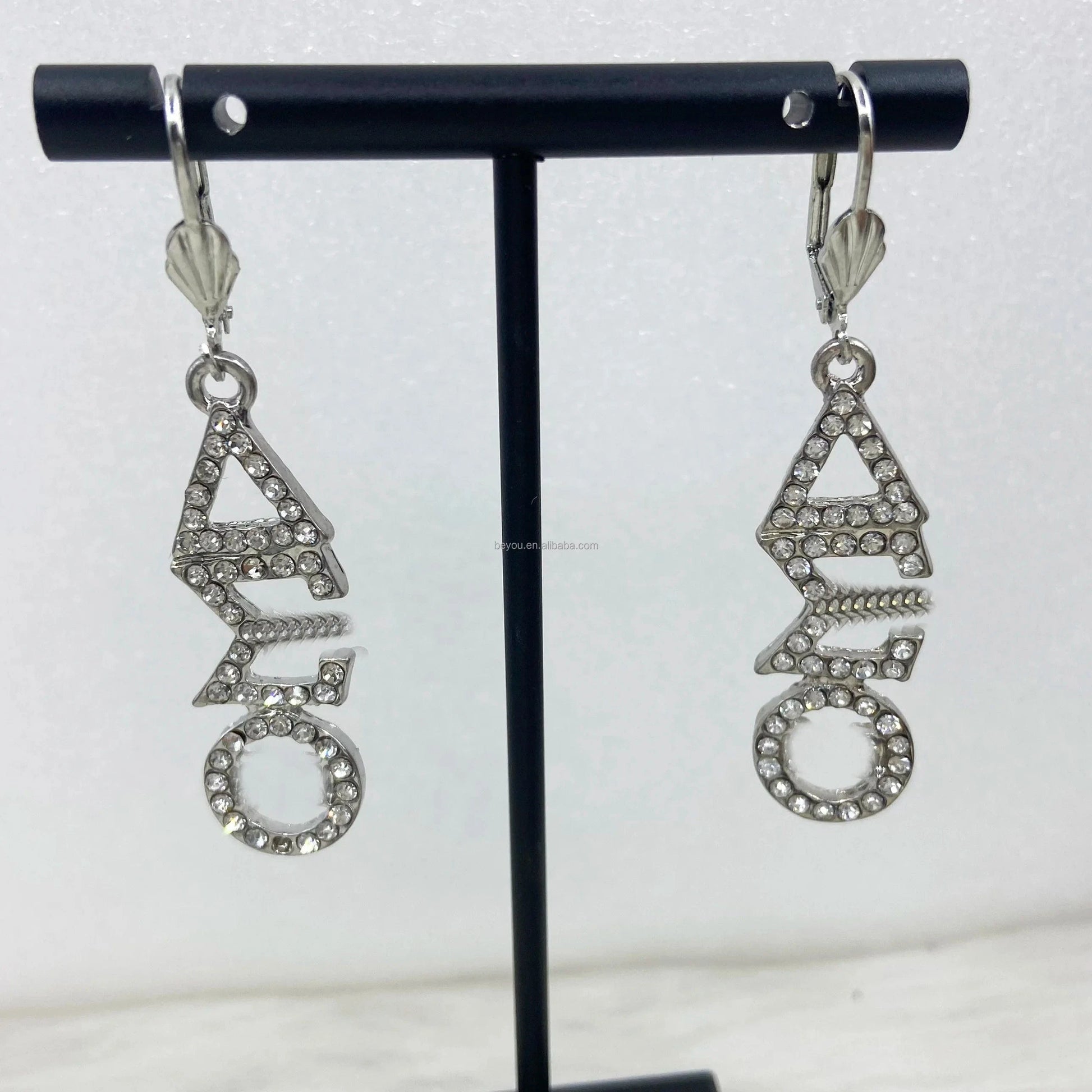 DELTA SIGMA THETA CUSHION SHAPE DST EARRINGS with Rhinestone