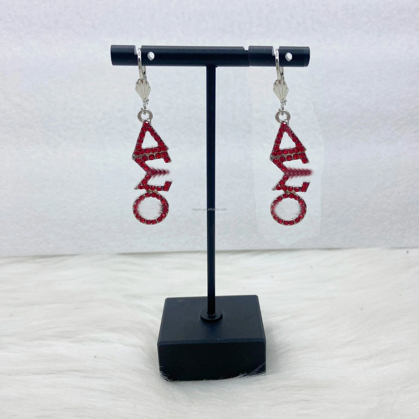 DELTA SIGMA THETA CUSHION SHAPE DST EARRINGS with Rhinestone