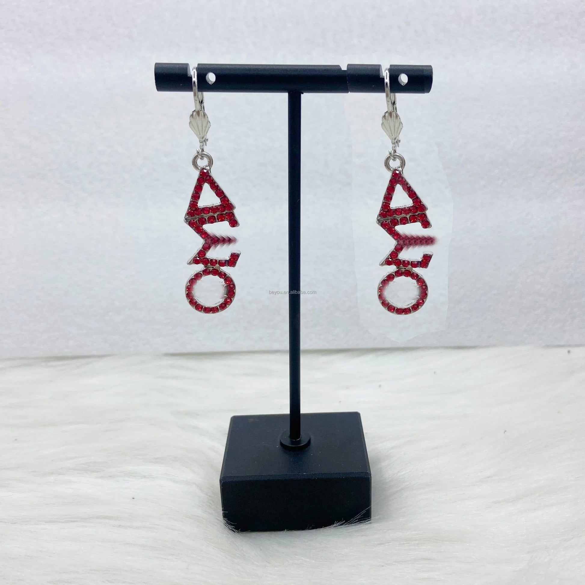 DELTA SIGMA THETA CUSHION SHAPE DST EARRINGS with Rhinestone