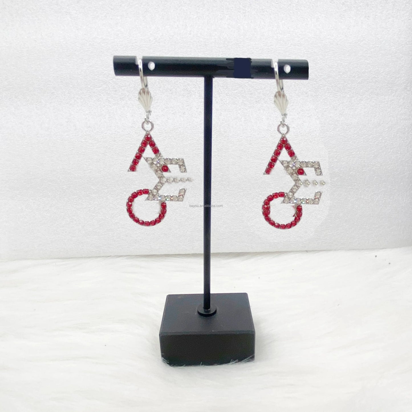 DELTA SIGMA THETA CUSHION SHAPE DST EARRINGS with Rhinestone