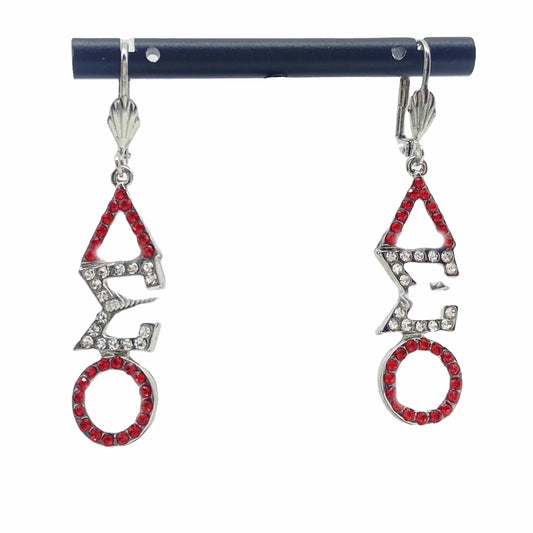 DELTA SIGMA THETA CUSHION SHAPE DST EARRINGS with Rhinestone