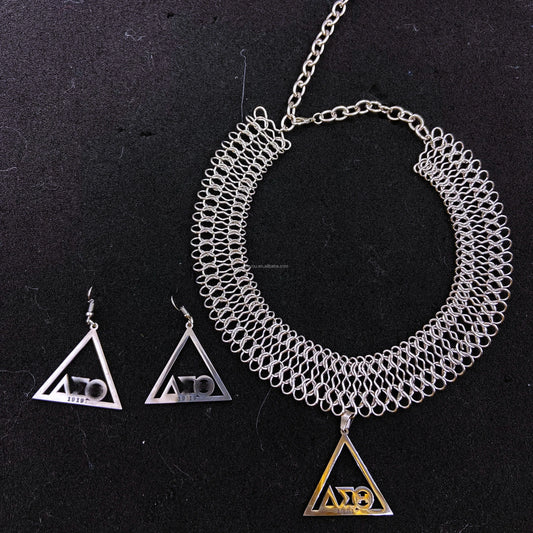 Delta Sigma Theta Pyramid Earrings Flexible Necklace DST Jewelry Set Hot-selling Gifts Jewelry