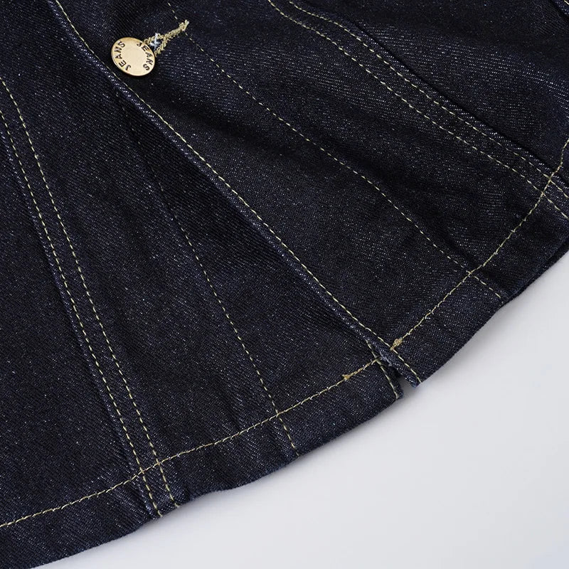 Denim Coat With Waist Cinching Casual Streetwear Style - SN Wigs & More
