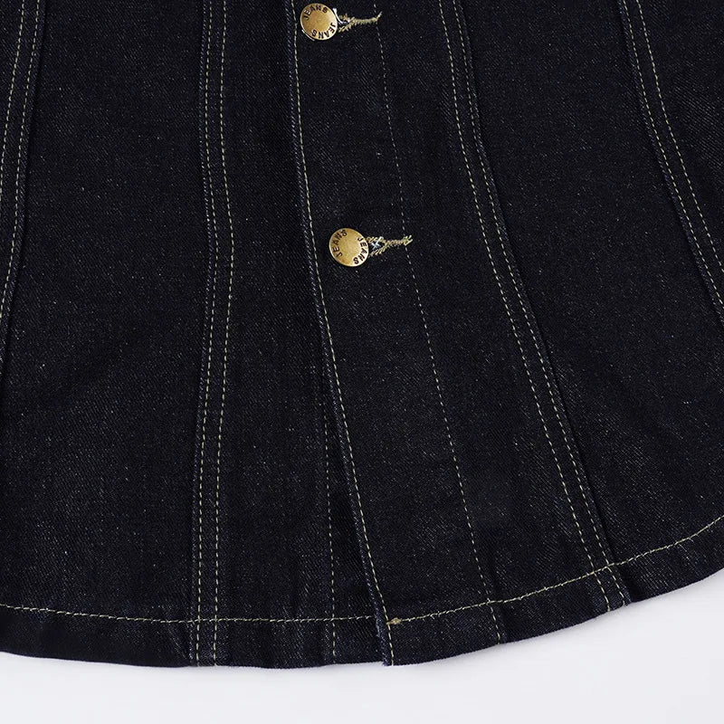Denim Coat With Waist Cinching Casual Streetwear Style - SN Wigs & More