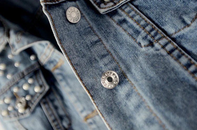 Denim Jacket With Ripped Detailing And Turn Down Collar – Vintage Streetwear Loose Fit Outerwear - SN Wigs & More