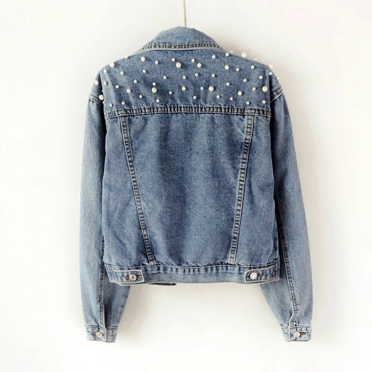 Denim Jacket With Ripped Detailing And Turn Down Collar – Vintage Streetwear Loose Fit Outerwear - SN Wigs & More