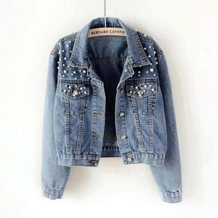Denim Jacket With Ripped Detailing And Turn Down Collar – Vintage Streetwear Loose Fit Outerwear - SN Wigs & More